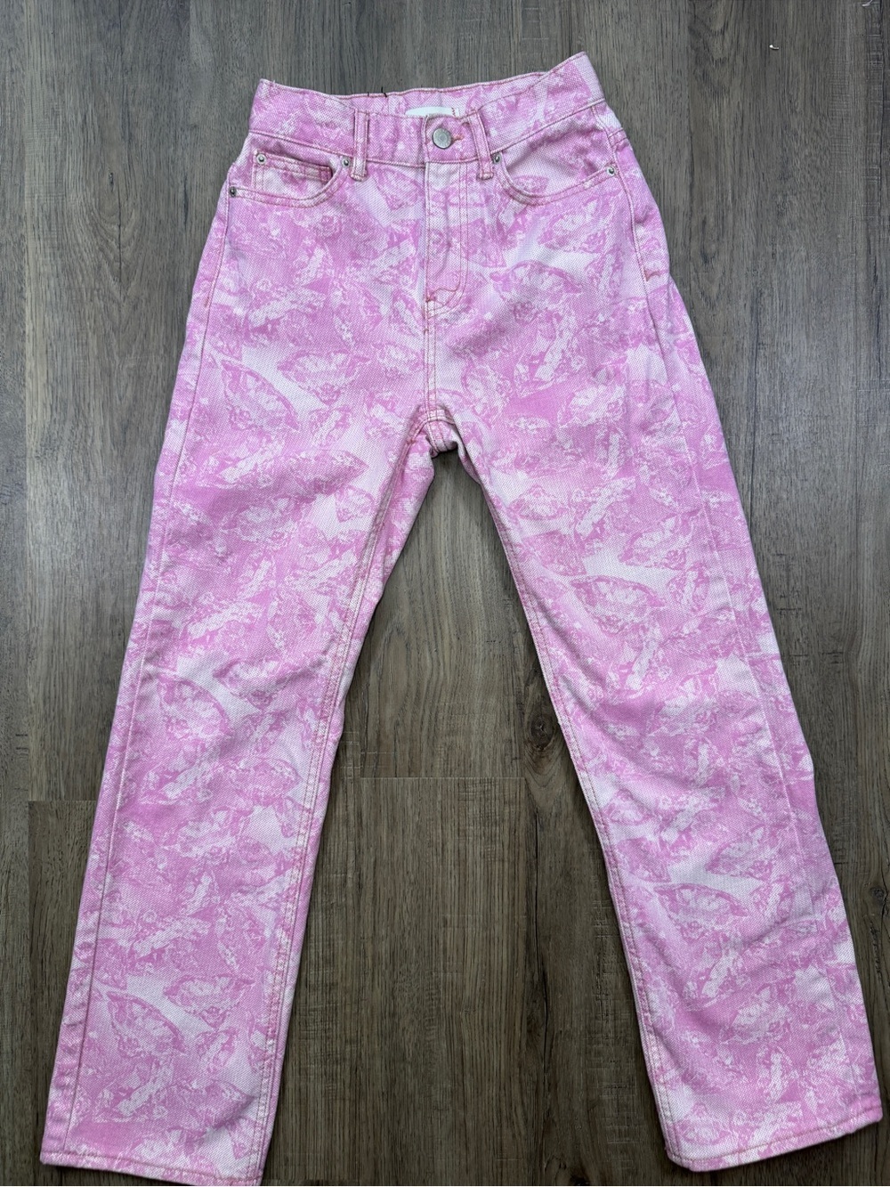 BDG Urban Outfitters Cowboy Jean Pink White Allover Print Straight Leg 24